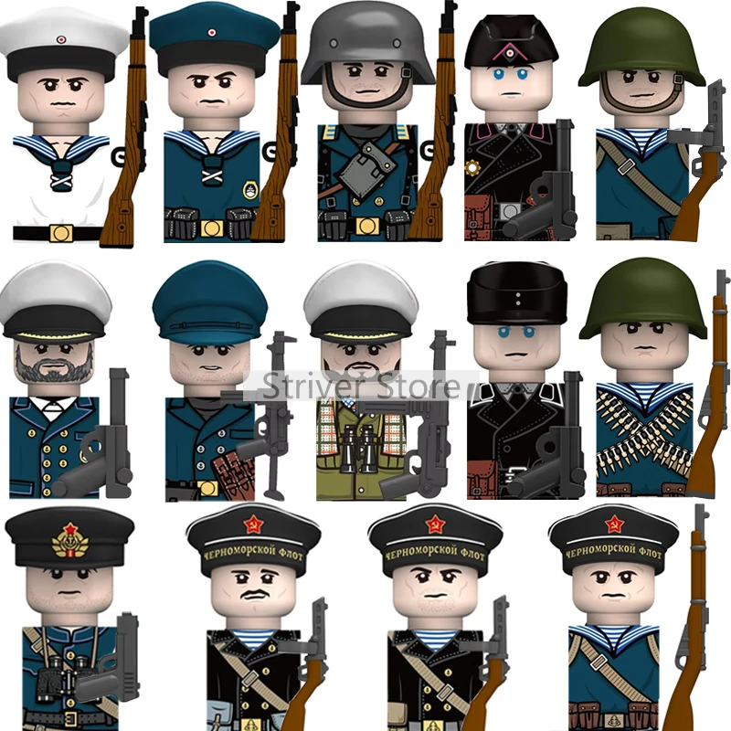 

WW2 Военные Германия Британские итальянские солдаты Фигурки Строительные блоки Армейский воин Пехота с принтом Вафенный пистолет Мальчик Военные кирпичи Игрушки