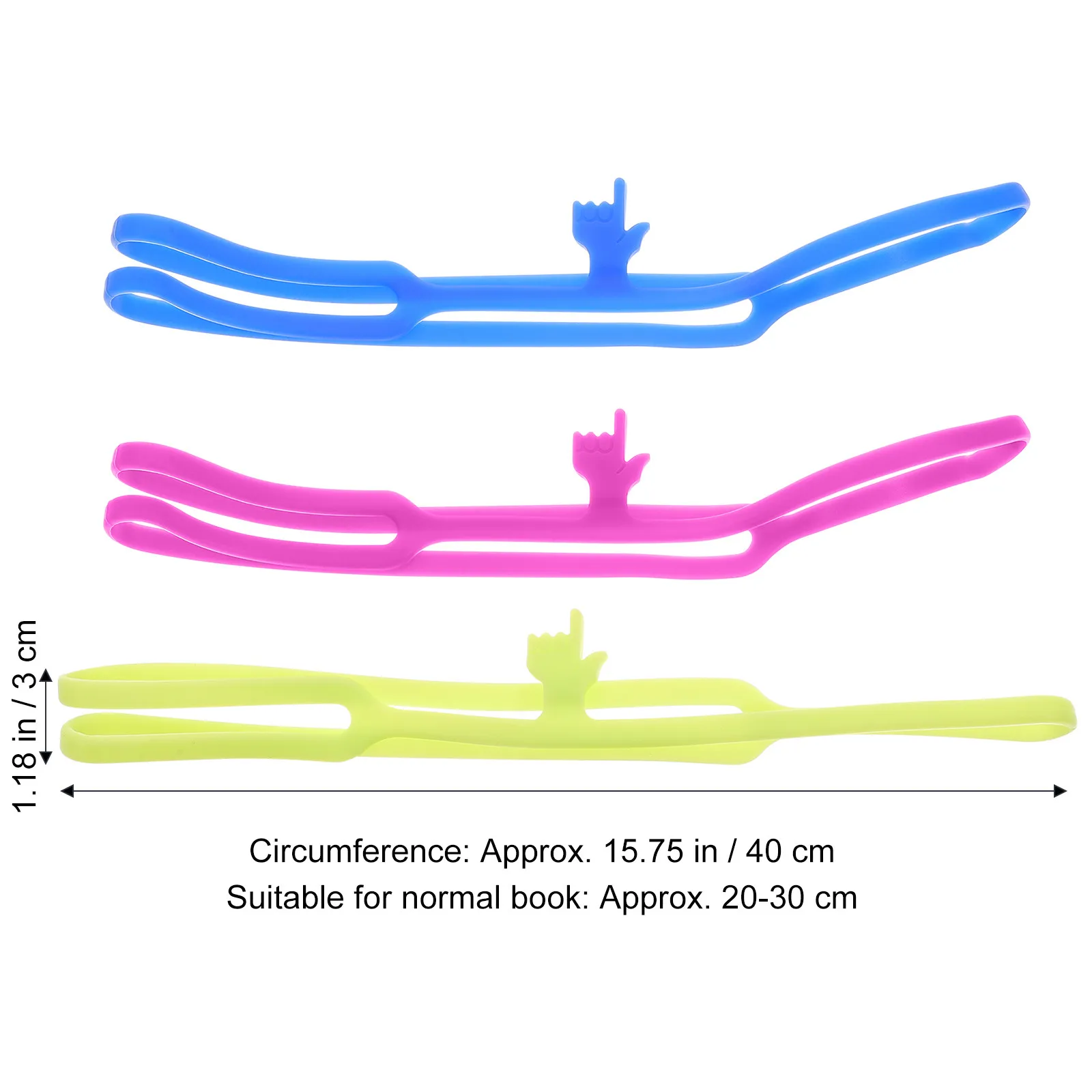 3Pcs Colorful Silicone Finger Pointing Bookmarks Elastic Stretchy Book Marks for Readers Students Gifts Circumference Approx