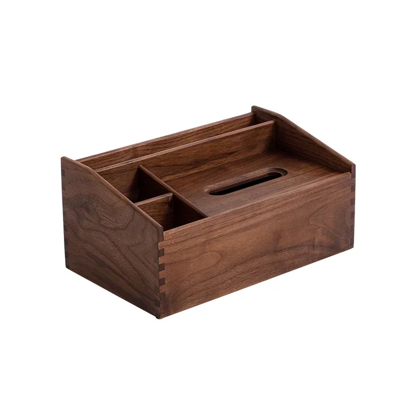 

Office Black Walnut Solid Wood Tissue Box Multifunctional Paper Extraction Box Mobile Phone Desktop for Paper Towels Bedroom