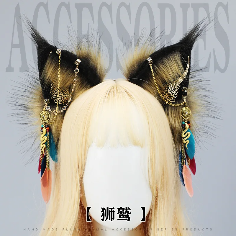 Kawaii Griffin Ears Headdress Cosplay Accessories Cute Griffin Fox Ears Headband JK Girl Halloween Cosplay Gothic Hair Hoop