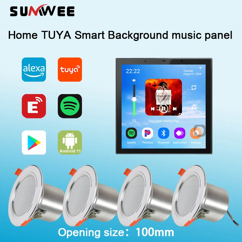 

Домашний Wi-Fi умный аудио настенный усилитель звуковая система Android11 Bluetooth AUX TUYA фон музыка потолочные колонки панель управления