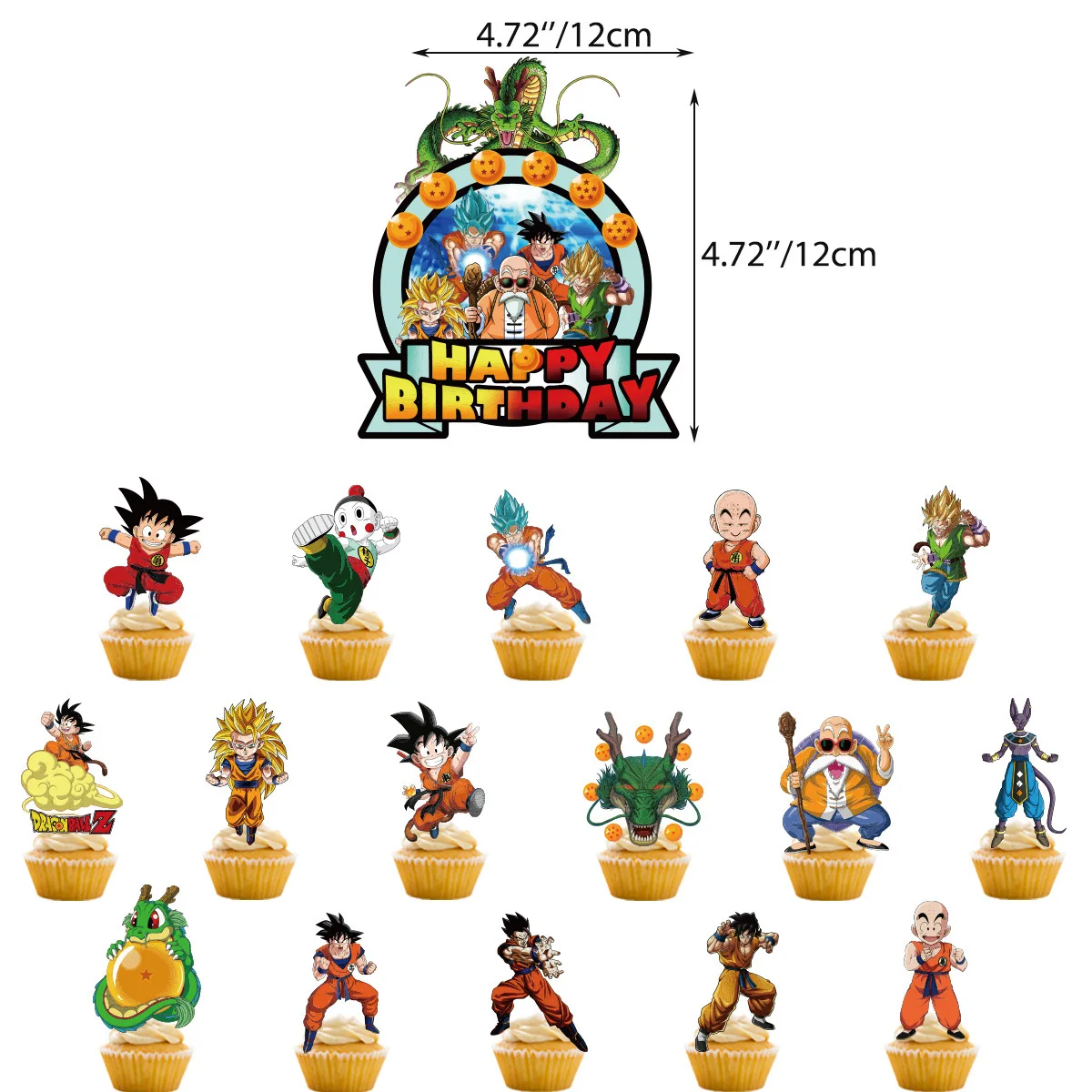 Juego de suministros de fiesta temática de Dragon Ball, Goku de Anime, Decoración de Pastel de cumpleaños, pancarta, mantel, plato, globos,