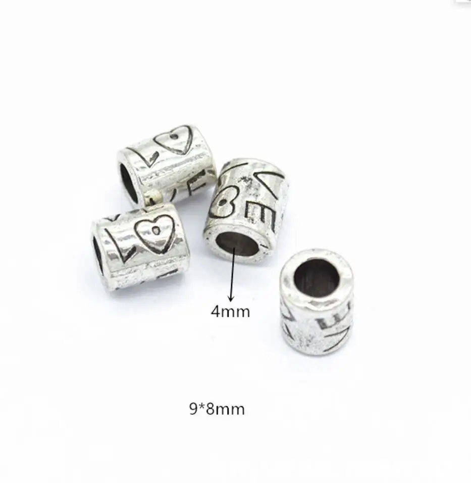 

10pcs/lot 4mm Hole Metal Tube Spacer Beads for Jewelry Making Big Hole Beads Charm Bracelet for DIY Handmade Findings F0428