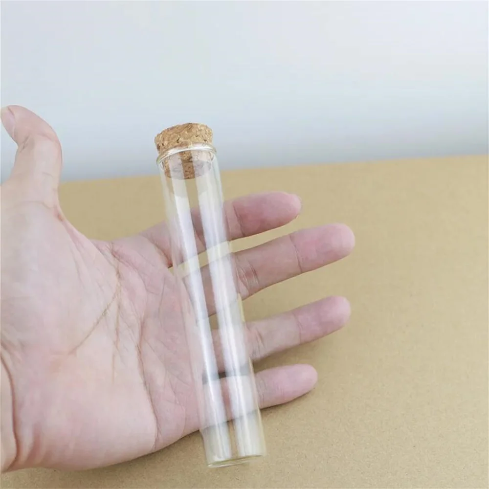 Flat-bottomed Glass Test Tube 20 pcs/lot 20*25*150mm long tube Glass Bottle Mini Bottles DIY Wedding Jars Cork Stopper