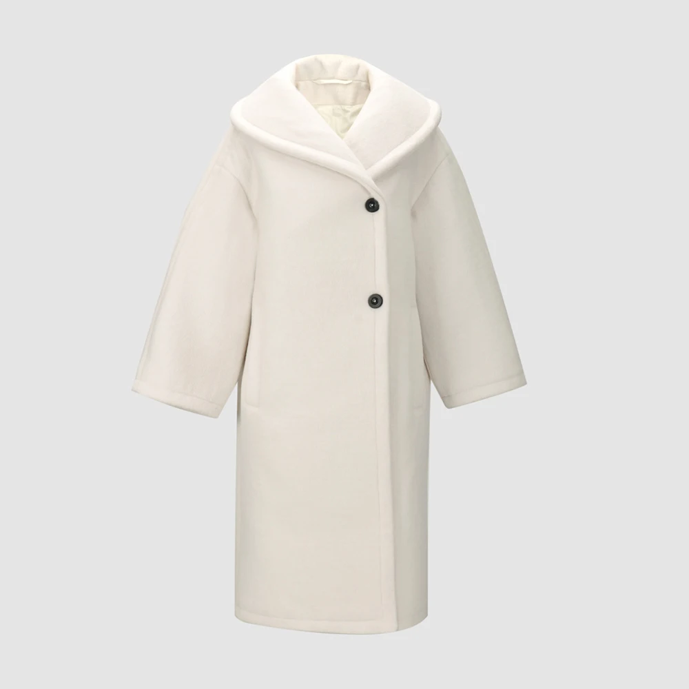 

Твидовое пальто из 100% шерсти для женщин, минималистичный элегантный длинный плащ в пригородном стиле с широкими лацканами, новинка зимы 202, Y2k