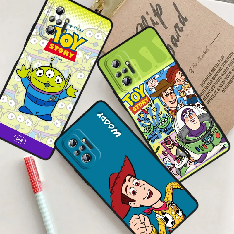 Toy Story Disney Cartoon Cute For Xiaomi Redmi Note 13 12R 12 12S Turbo 11 11T 11S 10 10S Pro Plus 5G Black Soft Phone Case