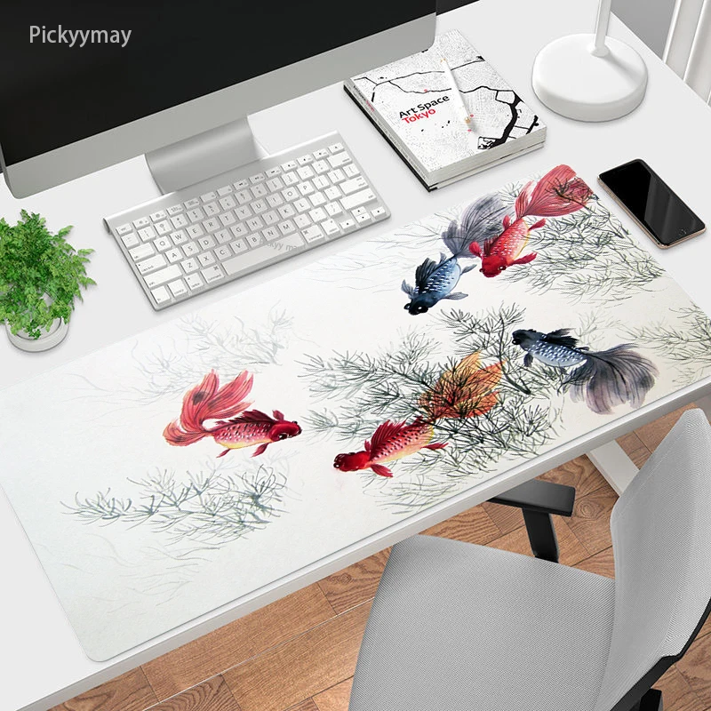 Mực Tàu Tranh Miếng Lót Chuột Văn Phòng Thảm Deskmat Deskpads Nghệ Thuật Lớn Chơi Game Mousepad Vắt Sổ Cao Su Cho Máy Tính Bàn