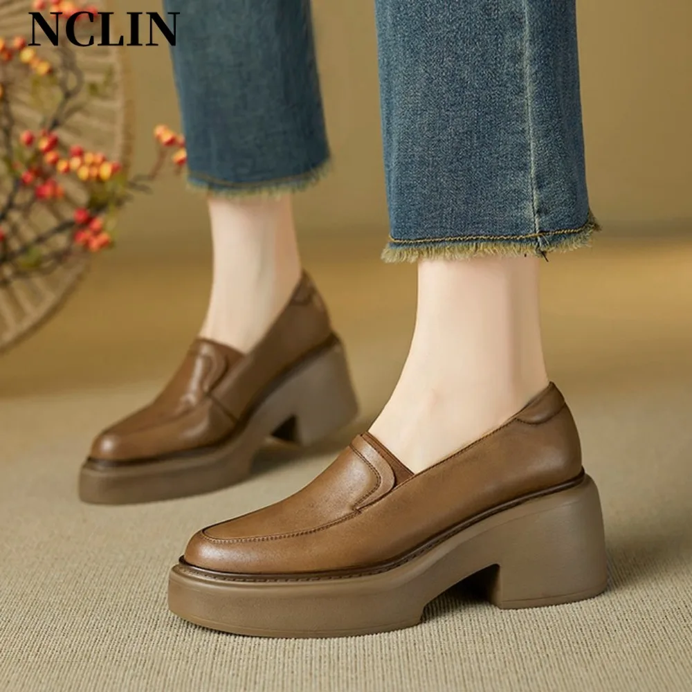 

women loafers Thick-soled Cowhide single Shoes Women Retro Lolita Shoes Japanese jk Uniform Original Girl College Style