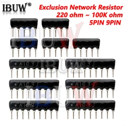 10pcs 5PIN 9PIN exclusion Network Resistor array DIP 100 220 330 470 510 680 1K 1.2K 1.5K 2K 2.2K 3.3K 4.7K 10K 100K ohm