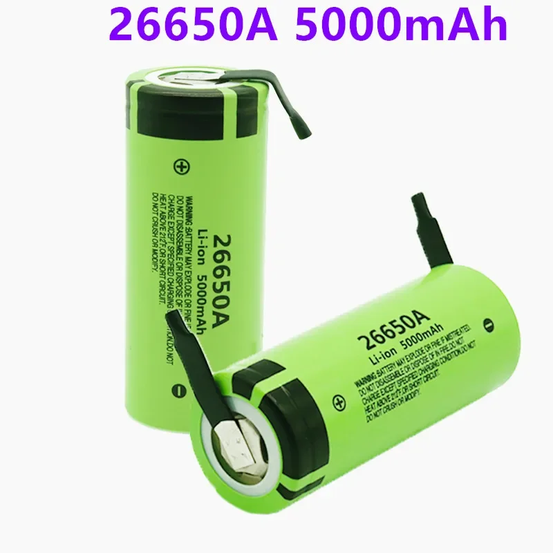 100% Nouvelle batterie originale pour 26650A 3,7 V 5000mAh Haute capacité 26650 Li-Ion batterie avec nickel