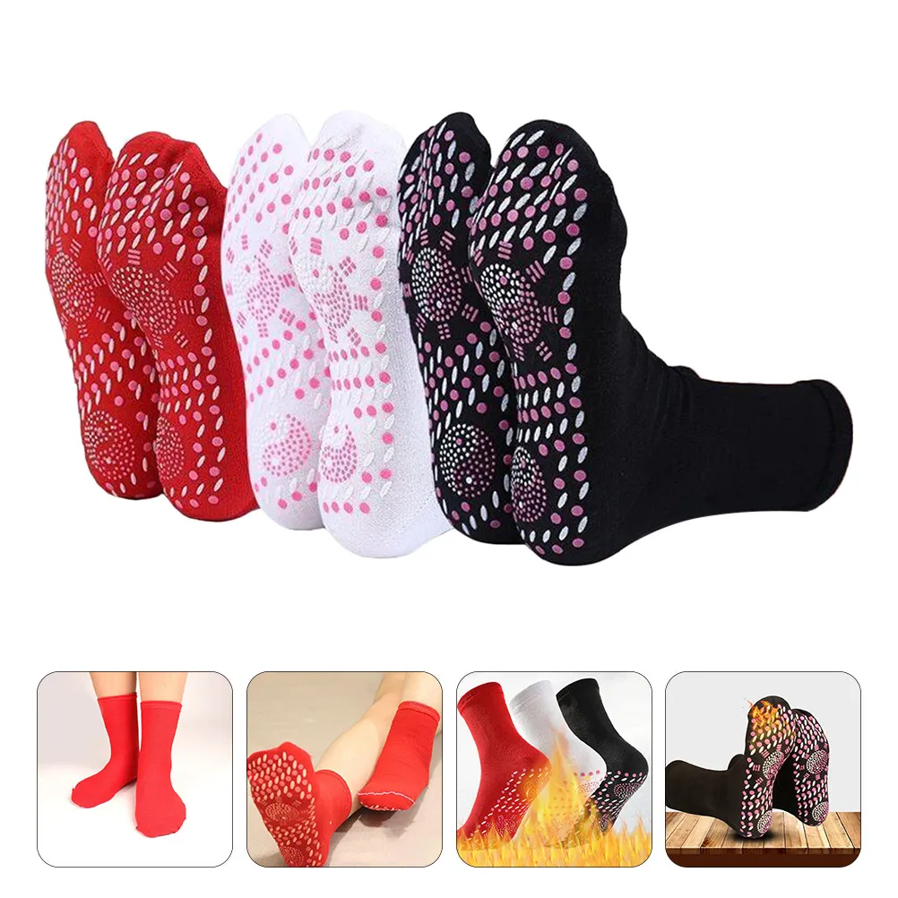 

3Pairs Self-Heating Warm Socks for Cold Weather Mid-Tube Design Leg Fatigue Relief Nervous System Regulation Skiing Cycling