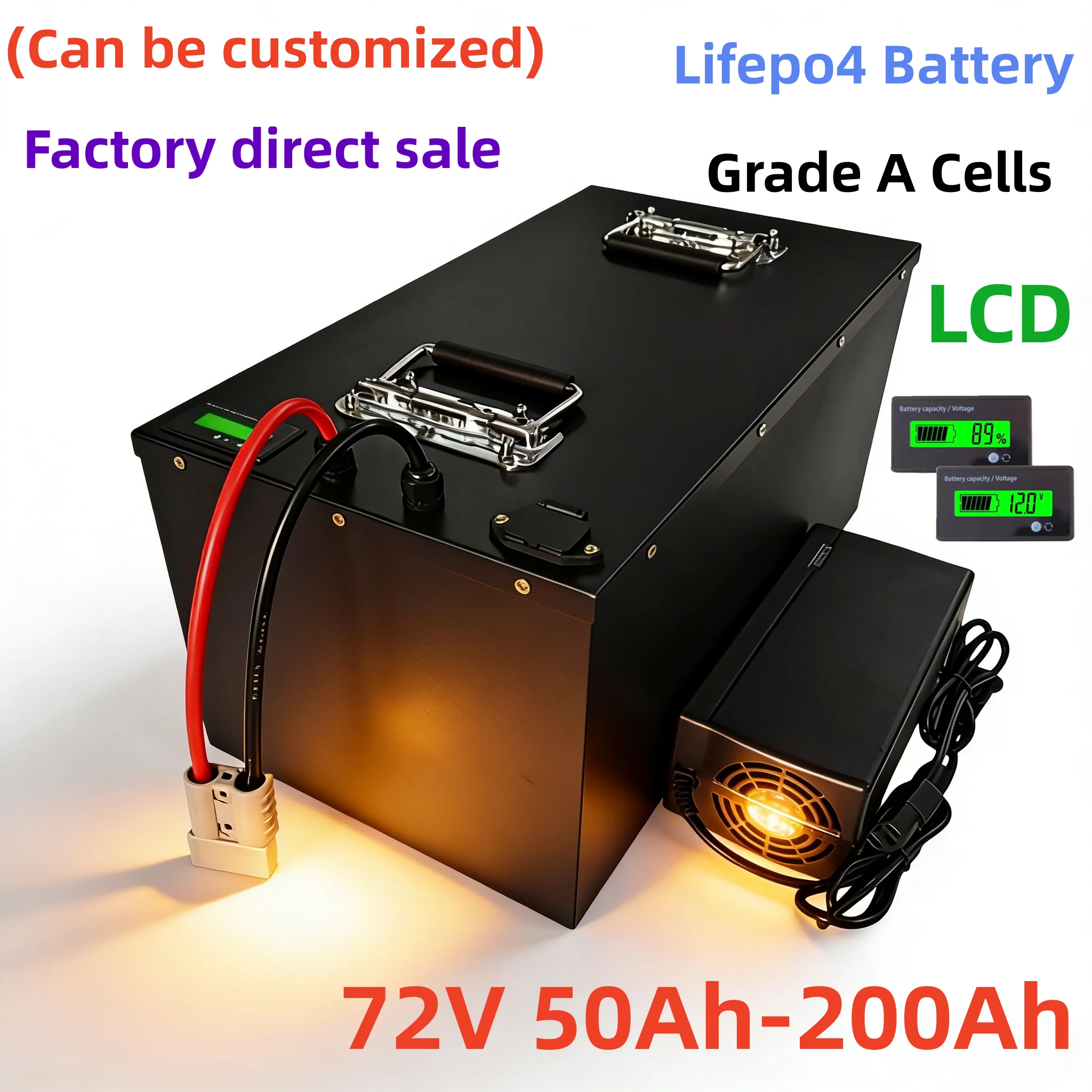 Batería de Litio JH Lifepo4 72V 50Ah 60Ah 70Ah 80Ah 100Ah 150Ah 180Ah 200Ah para Vehículos de 1KW 2KW 3KW 5KW 7KW, Rickshaw y Coches de Cuatro Ruedas