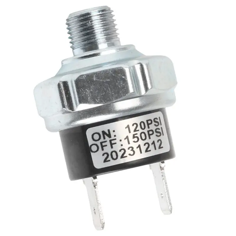

AT43-12/24V Compressor Pressure Switch A: 170-200PSI-1/4NPT / B: 120-150PSI-1/8NPT For Air Tanktrainair Connections