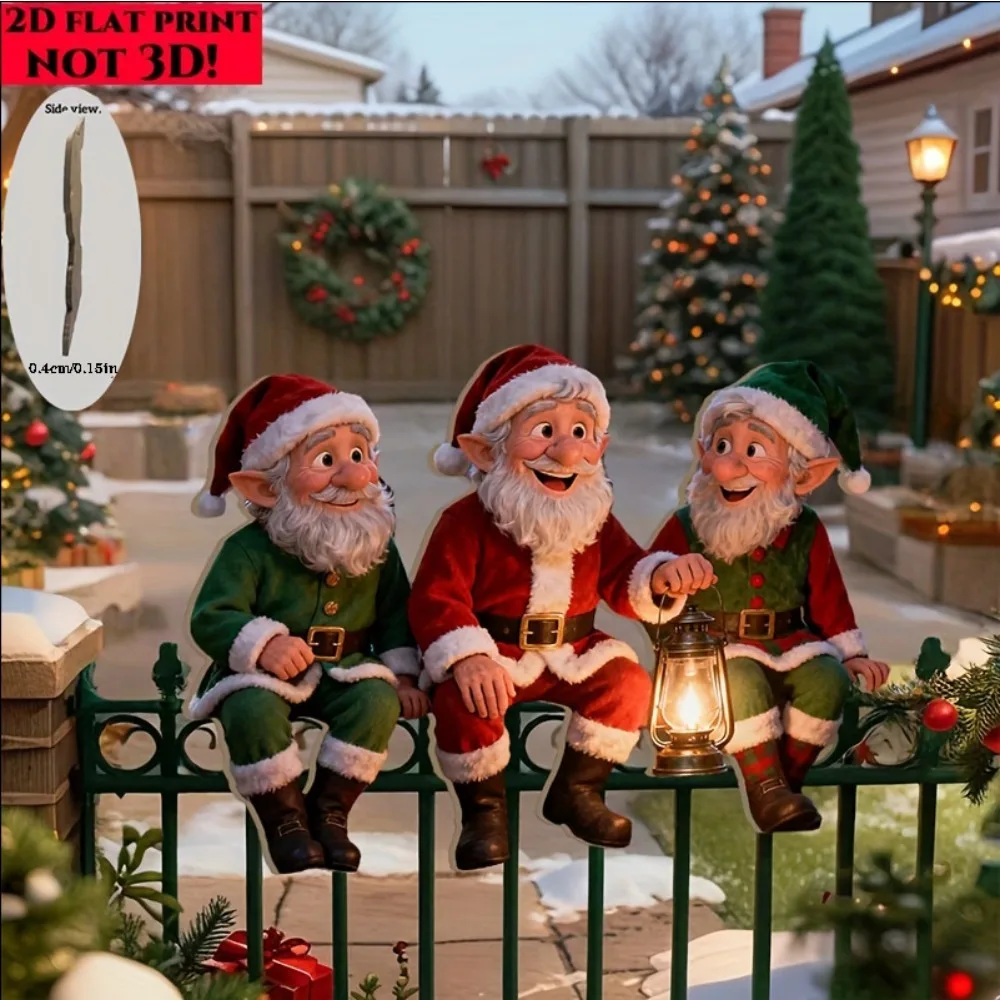 

2D Christmas Gnome Dwarf Ornament Santa Claus Garden Fence Xmas Decoration Gifts For New Year Decor Noel Natal Party Supplies