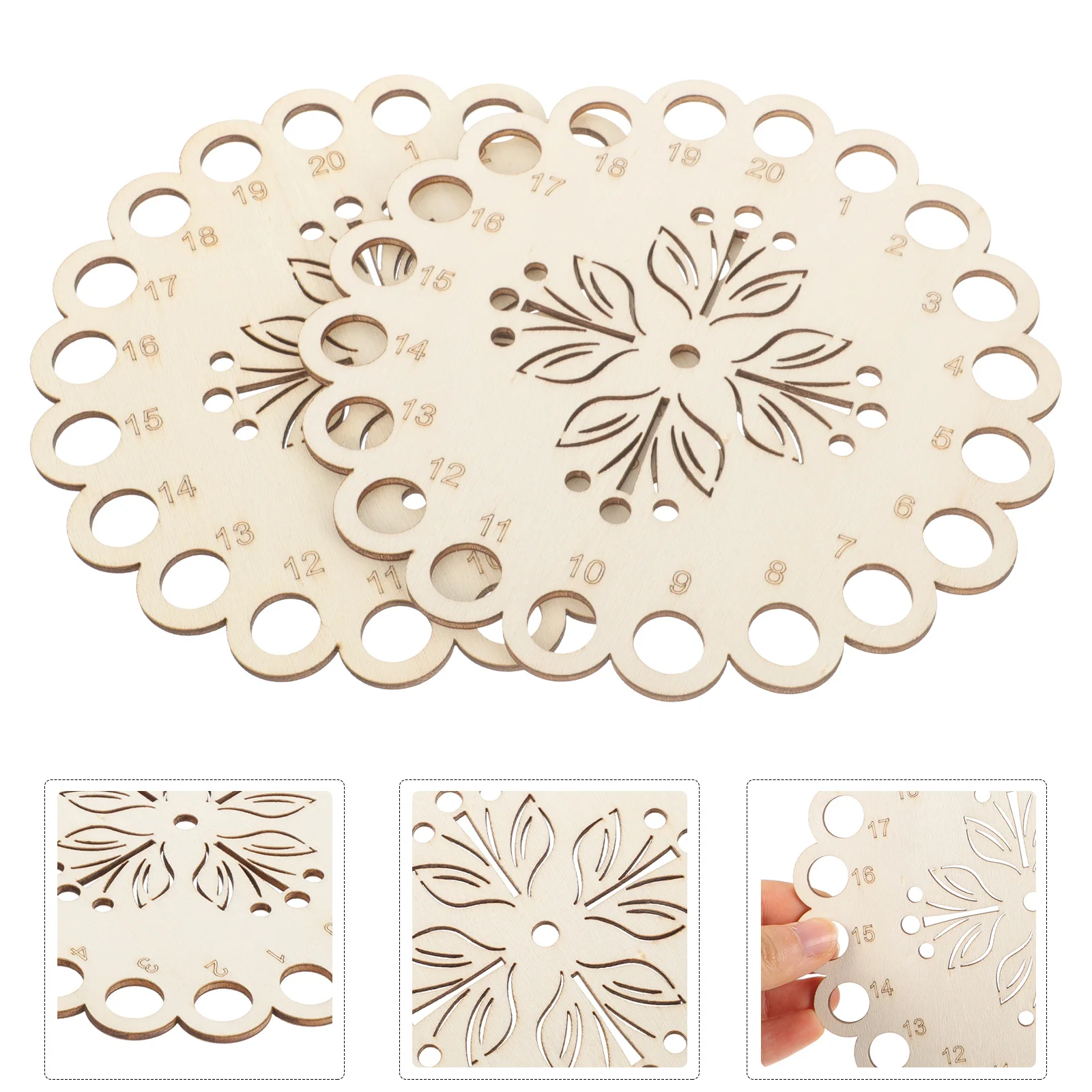 

2pcs Embroidery Floss Wooden Organizer 6.7In Thread Storage Stand For Cross Stitch Sewing Accessories Hollow Pattern Winder