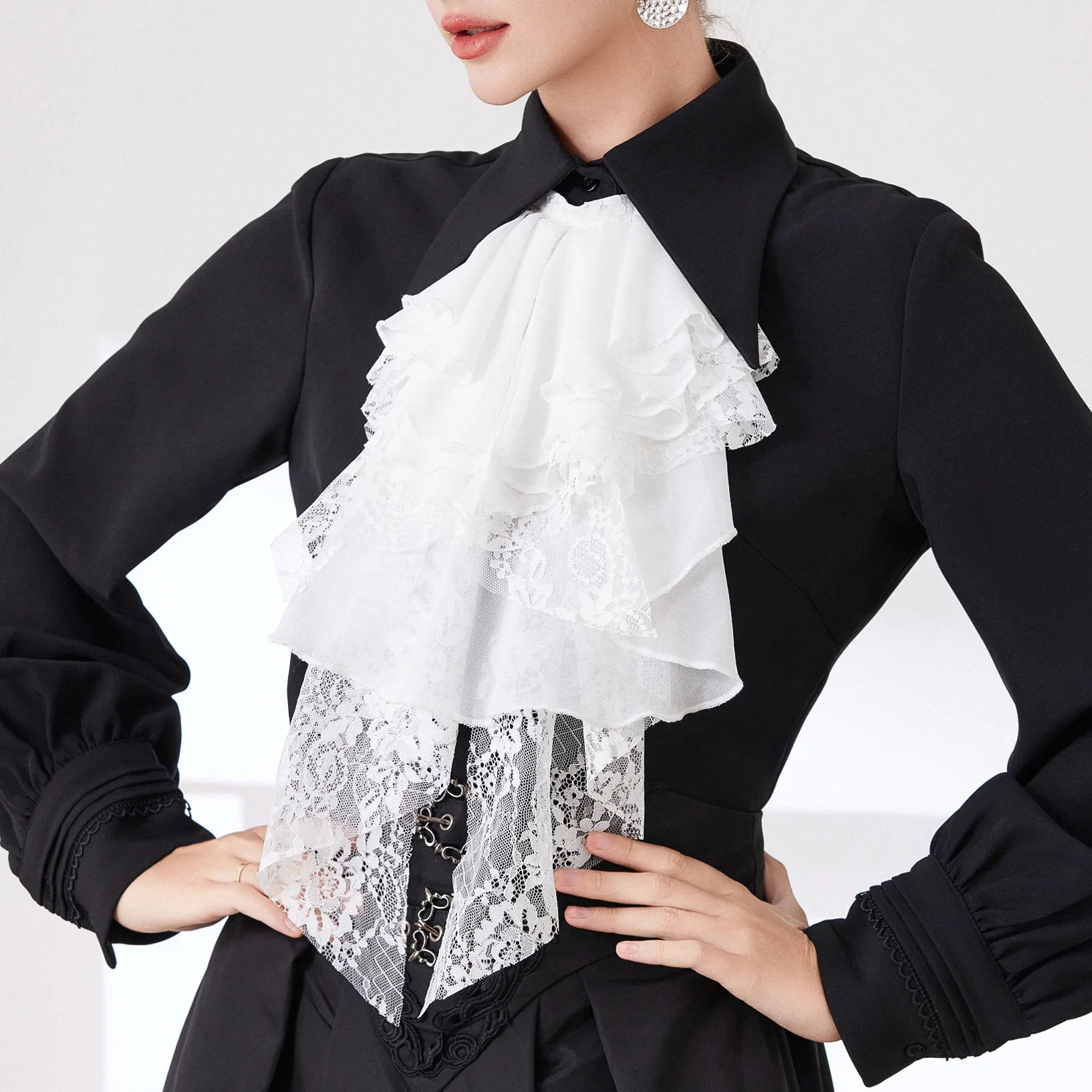 Costume Accessory Detachable Lace Collar Medieval Style Vintage Fake Collar Victorian Costume Opera Ruffled Collar Photo Props