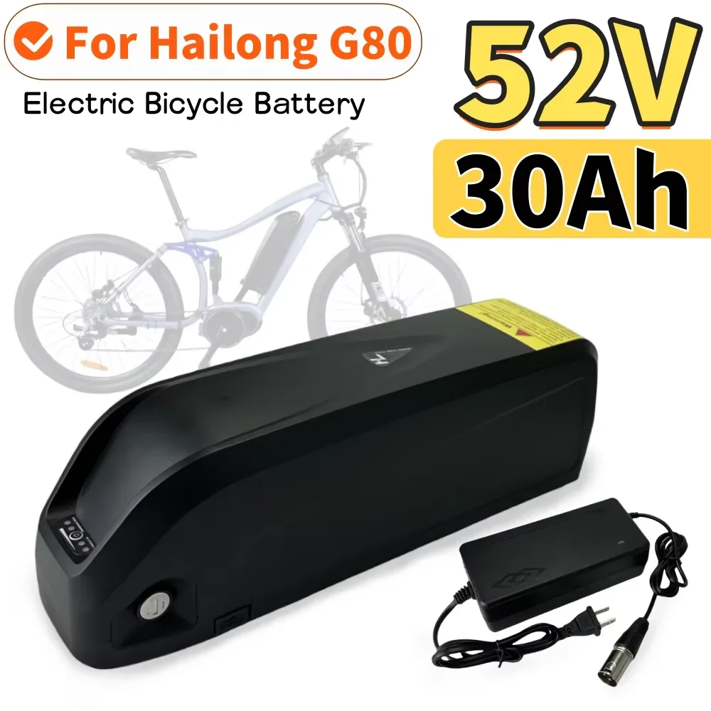 

52V 30Ah EBike Battery For Hailong G80 Electric Bicycle Lithium Battery Pack Built-in BMS For 1500W 1000W 750W 500W 250W Motor