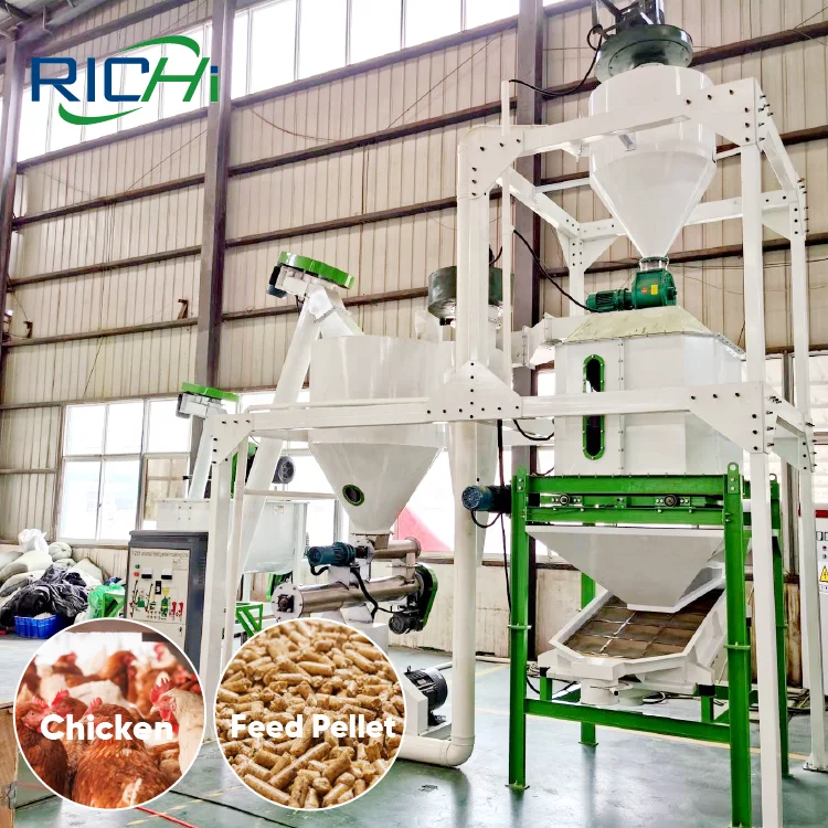 ATV&UTVRICHI Chicken Feed Pellet Plant - Energy-saving 1-2t/h Animal Feed Production Line Manufacturing Plant