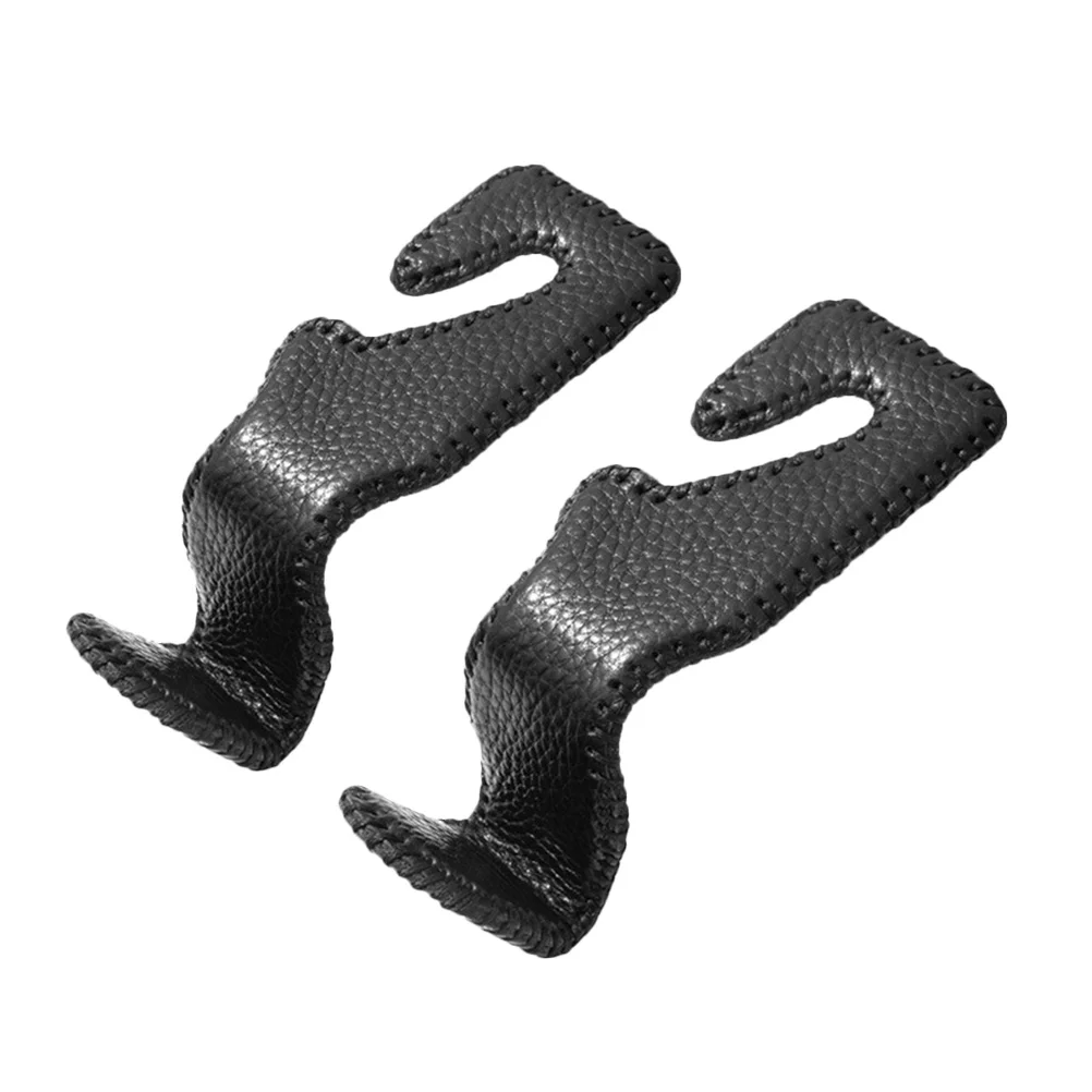 

2 Pcs Hook up Car Back Seat Hat Hooks Vehicle Backseat Headrest Hangers Auto Multifunction Clothes Top Layer Cowhide