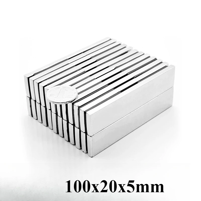 100x20x5mm Long Strip Strong Magnet Block Powerful Magnets For Fridge, DIY, Building, Scientific, Craft, 100*20*5  100xx20x5