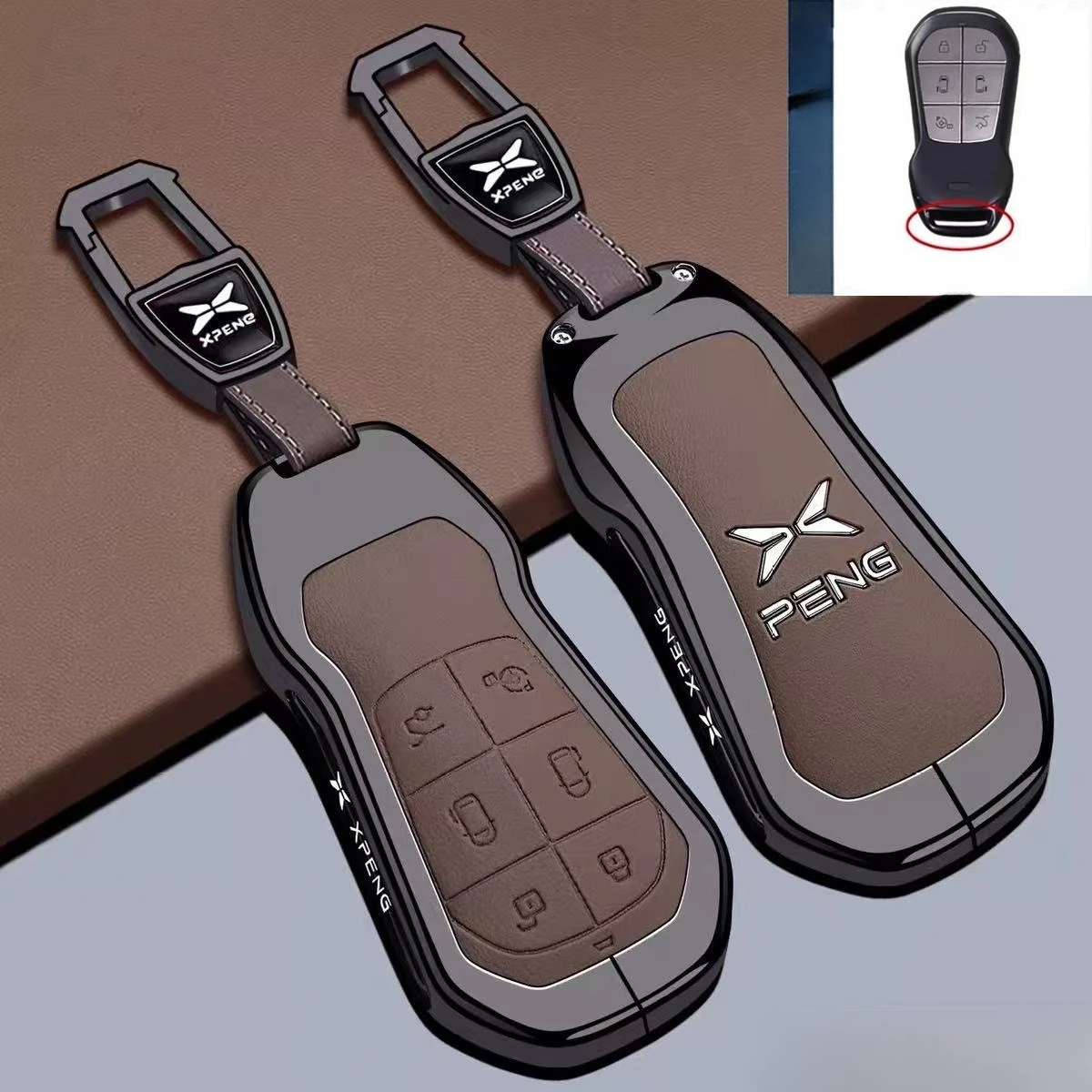 Zinc Alloy Car Key Case Cover Shell Protector Fob Holder for XPeng X9 2025 2026 EV EREV Keychain Accessories