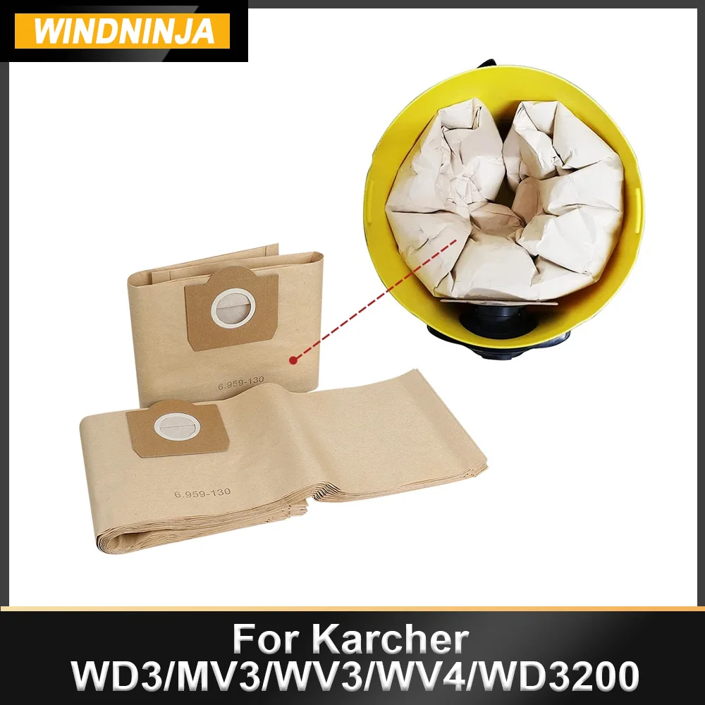 

Dust Bag Paper Parts 20PCS For Karcher For WD3/MV3/WV3/WV4/WD3200 WD3300 A2204 A2656 SE4001 SE4002 NT18 Vacuum Accessories
