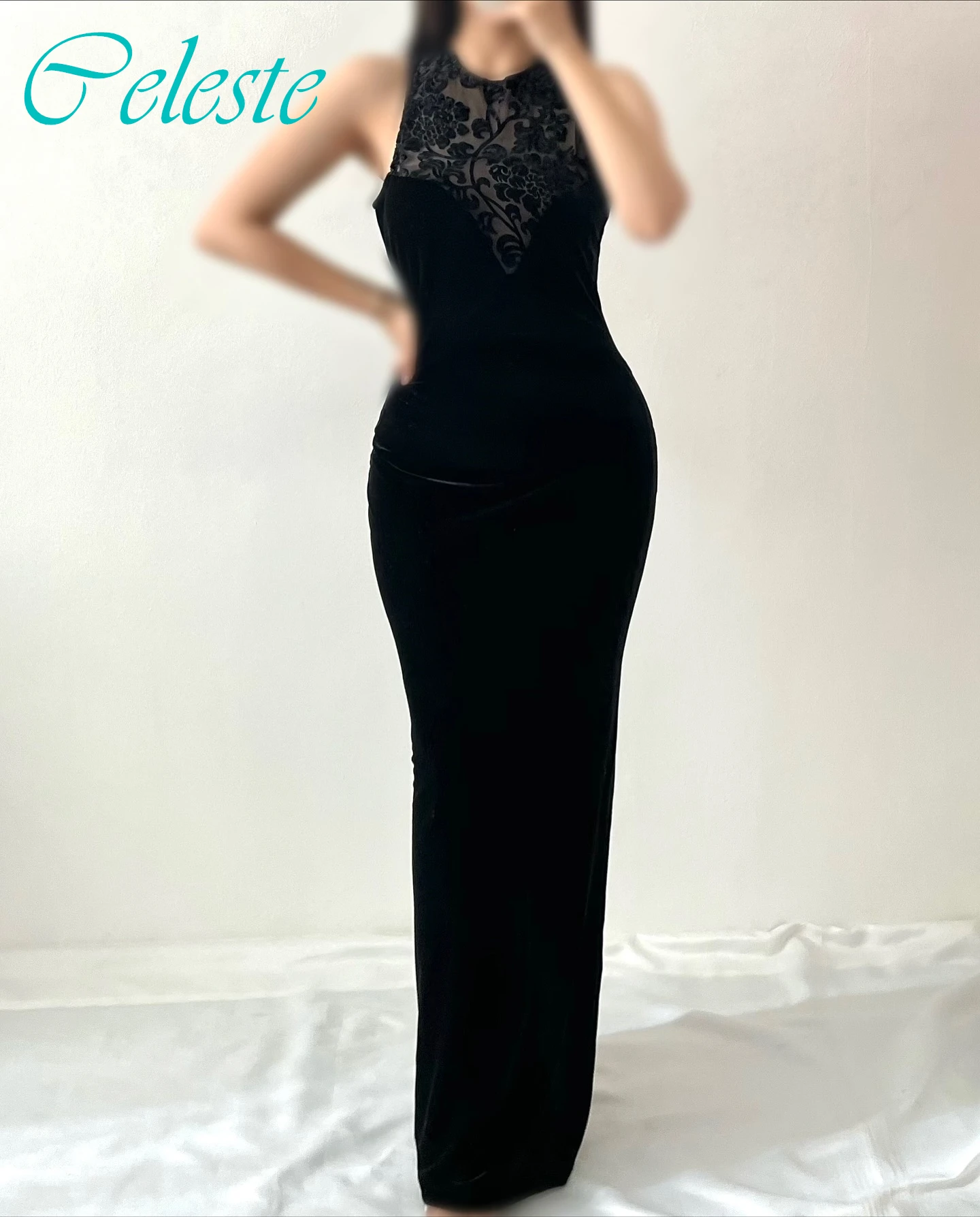 

Customized Straight Crew Neck Sleeveless Elegant Formal Evening Dress Delicate Celebrity Gowns Modern Fashion Party Dress