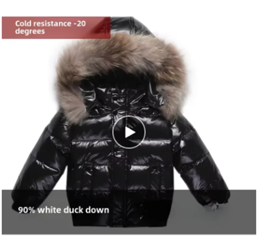 

-20C° Children's Down Jacket Boys Thick Winter Windproof Waterproof Warm White Down Down Girls Coat Free Wash 2025 New
