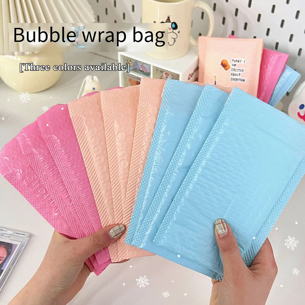 10Pcs/Bag Bubble Envelope Bags Idol Card Packing Bag Candy Color Express Packaging Bags Decompression Shockproof Bubble Bags