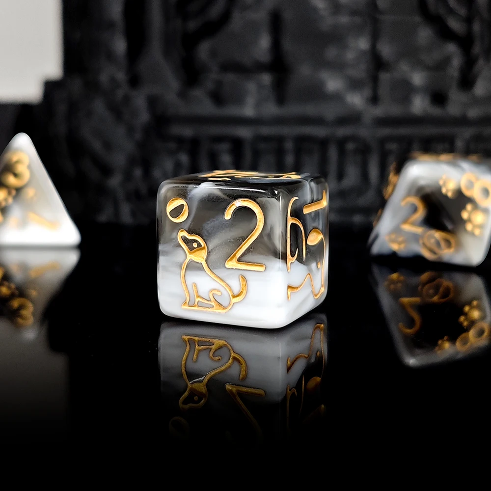 7 قطعة/المجموعة لطيف الكلب مجموعة نرد مادة الاكريليك مجموعة نرد ل الزنزانات والتنينات مجلس ألعاب DND RPG TRPG ألعاب مجموعة نرد اللعب #6