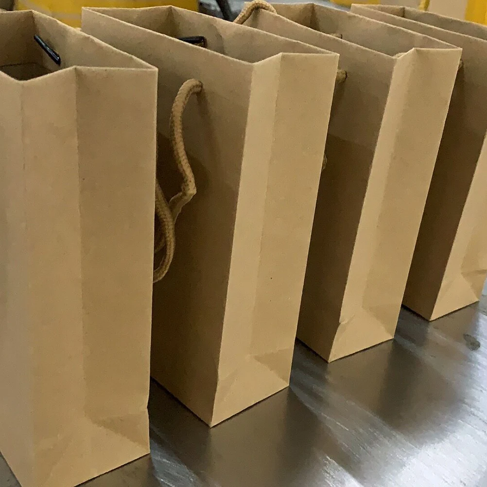 

50PCS Kraft Paper Bags with Handle Shopping Wrapping Bags for Party Birthday Wedding Christmas Gift Package Handbag (Khaki)