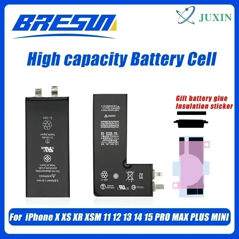 Rechargeable battery (without BMS protective cable) For iPhone XR X Xs 11 12 13 14 15 Pro Max Mini for iphone battery no cable