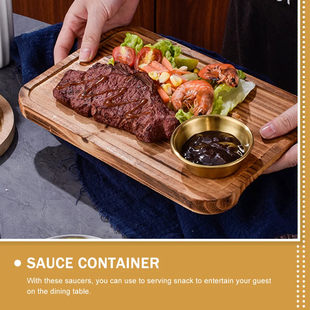 

2pcs Stainless Steel Sauce Dishes Washable Dipping Bowls For Home Restaurant Use Spice Container Ketchup Holder Soy Sauce Dish