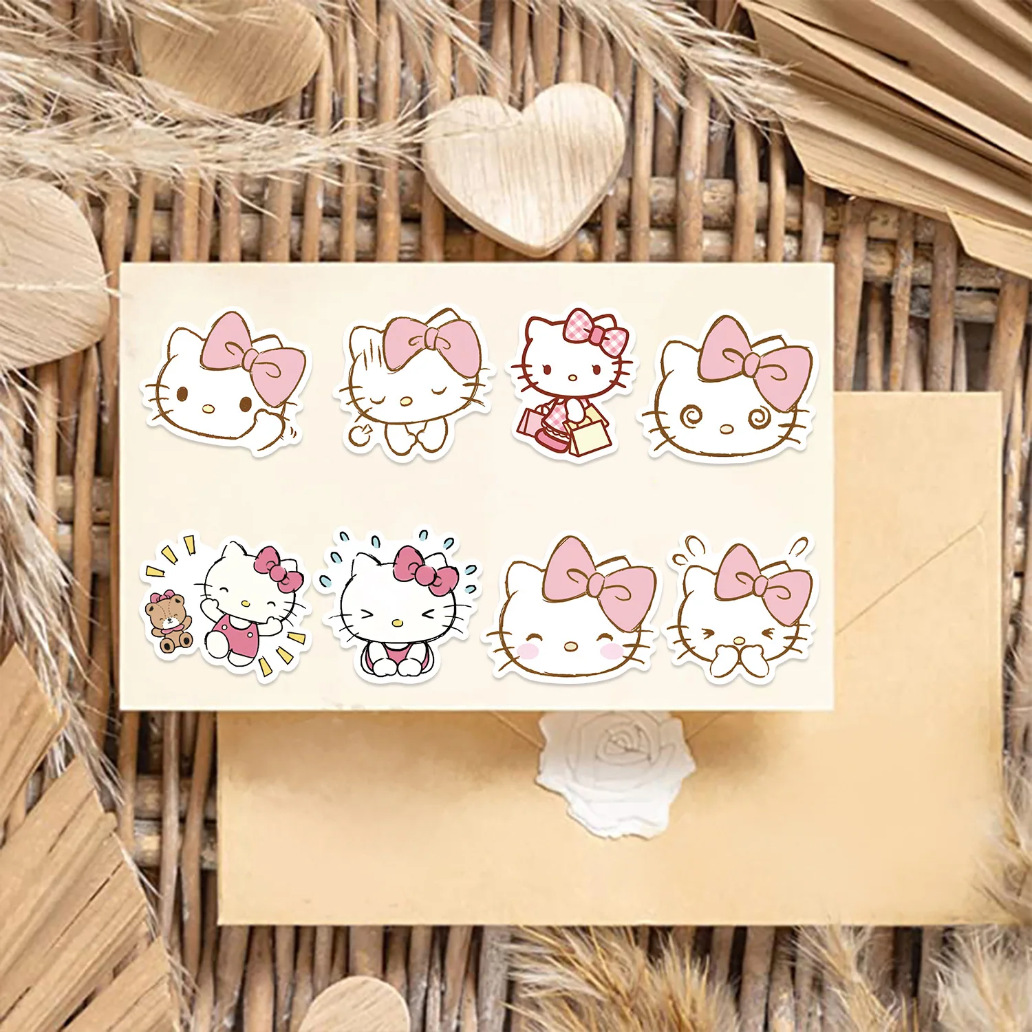 50PCS Kawaii Hello Kitty Meme Stickers Cute Sanrio Cartoon Sticker for Girls Toy Phone Guitar Water Bottle Graffiti Decals