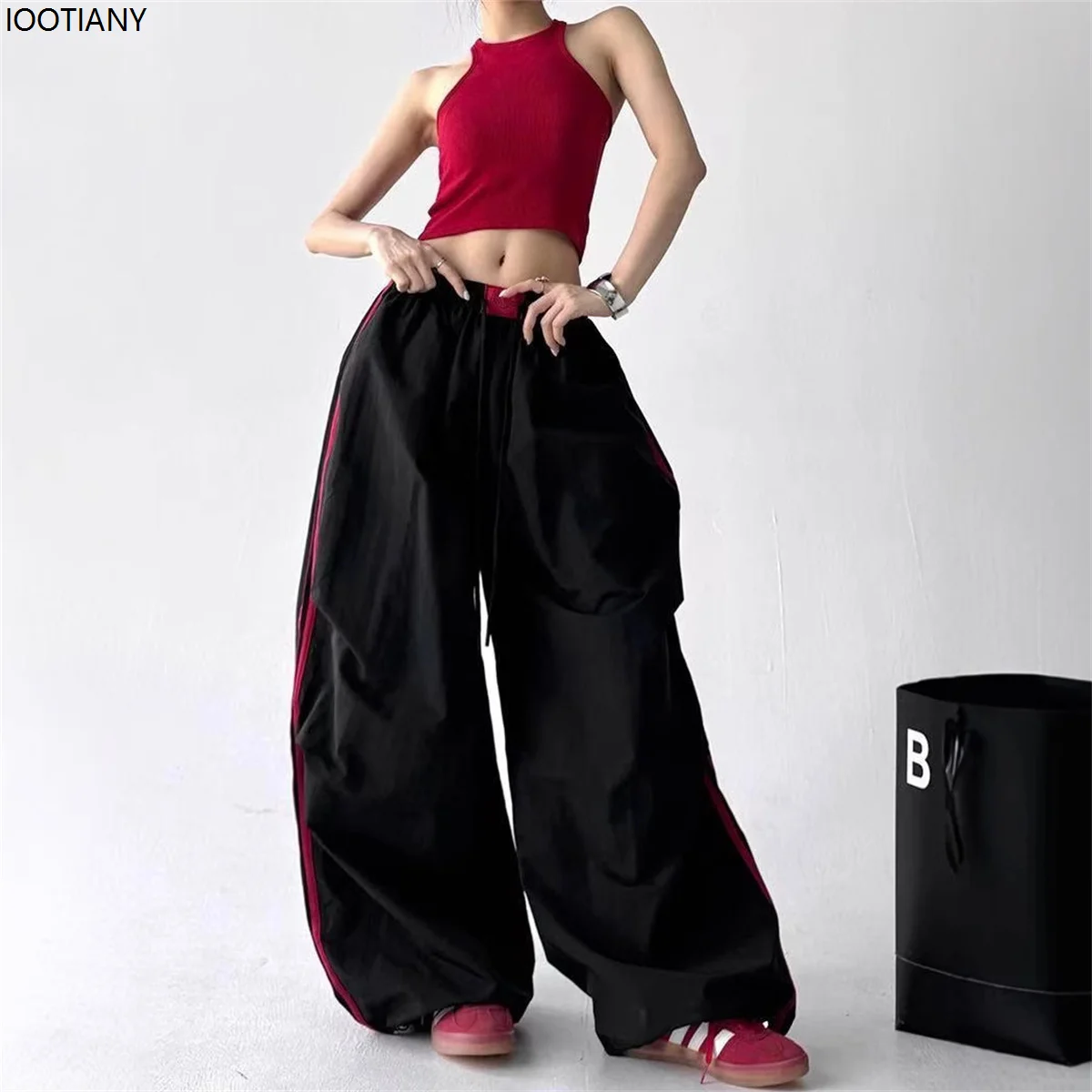Loose Joggers Pants Women Cargo Pants Vintage Streetwear Hip Hop Y2k Baggy Wide Leg Sweatpants Casual Pockets Fashion Trousers