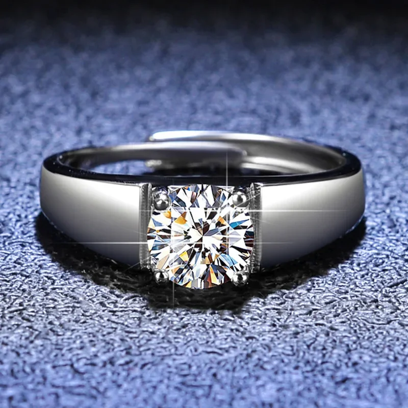 

18K gold inlaid diamond ring, moissanite PT950 platinum ring, classic simple and elegant men's VVS1 clarity ring jewelry