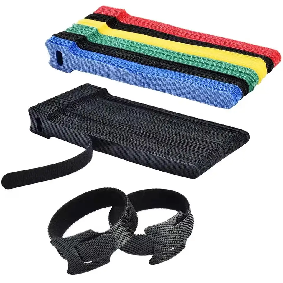 10/30/50/100PCS Black T-Type Cable Ties Reusable Cord Organizer Wire Nylon Fastener Straps Nylon Hook Loop Computer Data LineTie
