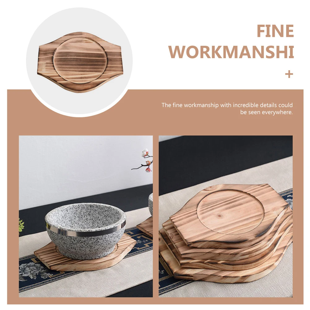 

18 Stone Wood Mats Wooden Casserole Mat 21.4x17.4x1.6cm Inner 13.6cm Temp Resistant Kitchen Casserole Holder Mat