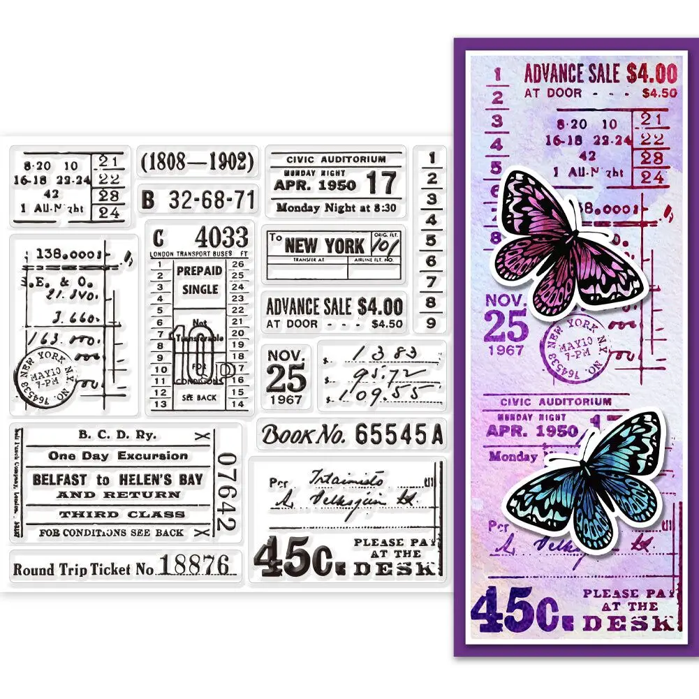 2023 nowy bilet znaczek tła przeźroczyste znaczki do scrapbookingu przezroczystej gumy silikonowej do dekoracja do albumu na zdjęcia 1025