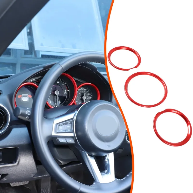 

3PCS Aluminum Alloy For 2016+ Mazda MX-5/Fiat 124/Abarth 124 Dashboard Trim Ring Interior Accessories