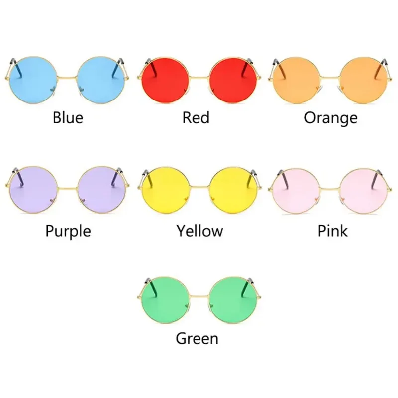 Fashion Women Men Disco Hippie Circle Glasses Round Sunglasses Metal Ladies And Gentlemen's Party Dance Party Wedding Eyewear image 5