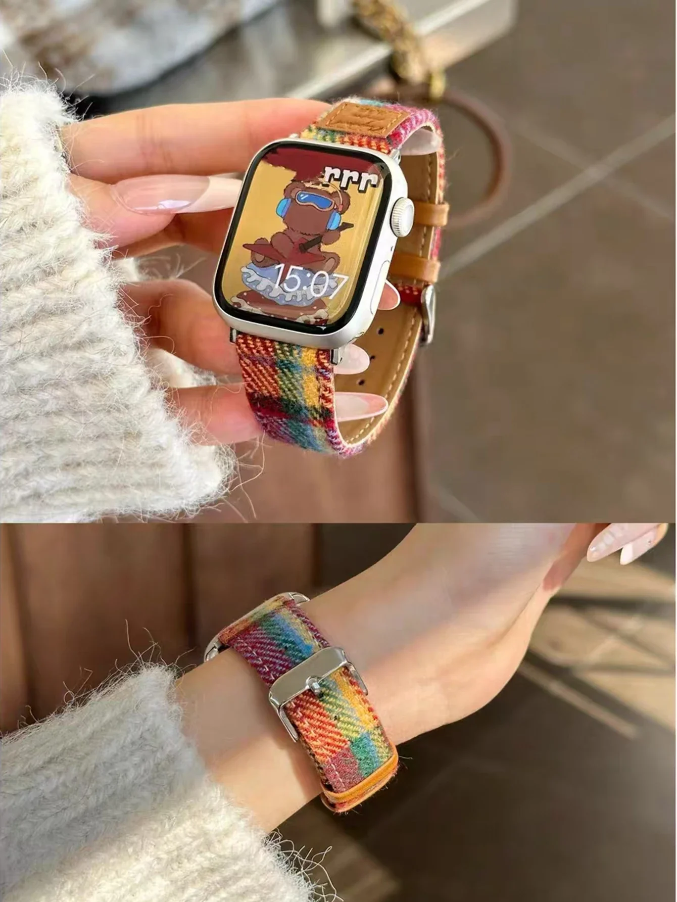 Nice Colorful Leather loop Cloth For Apple Watch band women Series Ultra 10/9/8/7 40mm 41mm 42mm 44mm 45mm 46mm Strap