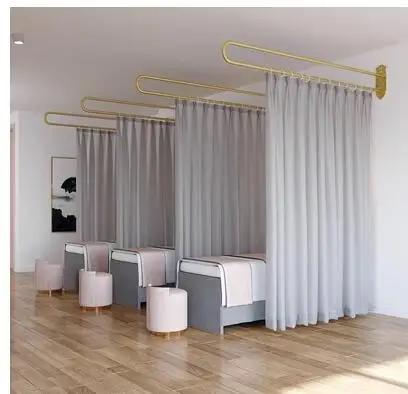 Iron art U-shaped beauty salon physiotherapy bed Beauty bed health center partition curtain curtain curtain curtain support fram