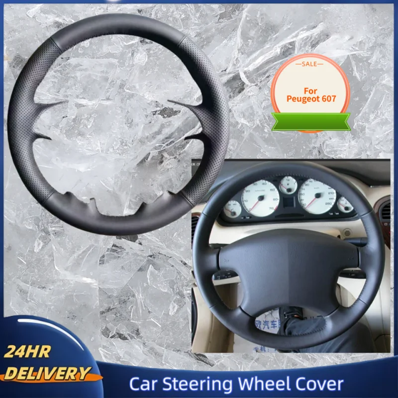

Car Steering Wheel Covers For Peugeot 607 2004-2006 Black Artificial Leather Hand Sewing Steering Wheel Cover