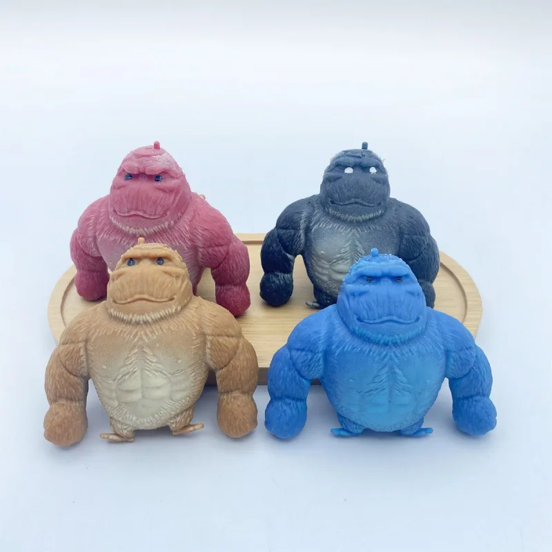 4pcs Cartoon Funny Mini Cute Colorful Finger Orangutan Pinch Fingertip Monkey Irritable Kids Fidget Toy Boy Cool Squishy Gifts