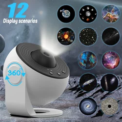 12 In 1 Galaxy Star Projector Bedroom Aurora Projection Night Light 360° Rotating Planetarium Space Ambiance Lamp for Kids Gifts