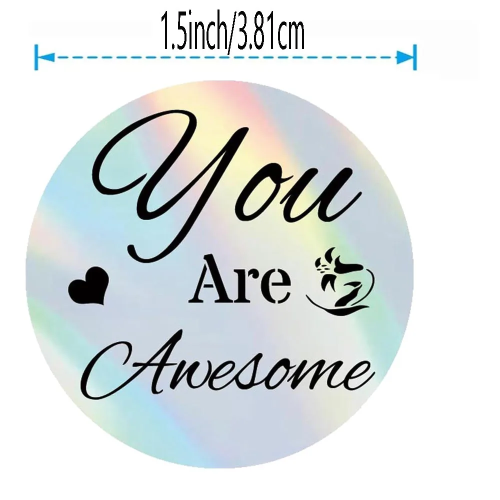 Kudos Appreciation Stickers 250Pcs Holographic Retro You are Awesome, Thank You for Making a Difference Labels1.5 Inch