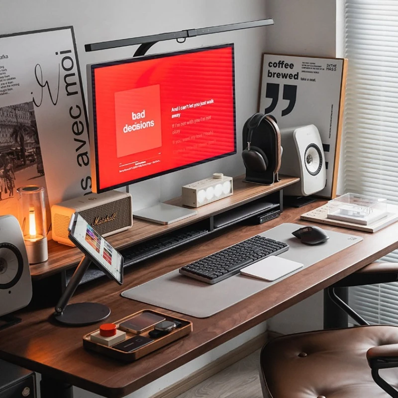 Wood Z2 Monitor Riser Stand Computer Monitors Storage Height Increase Rack Office Monitor Organizer Shelf Home Desktop Holder