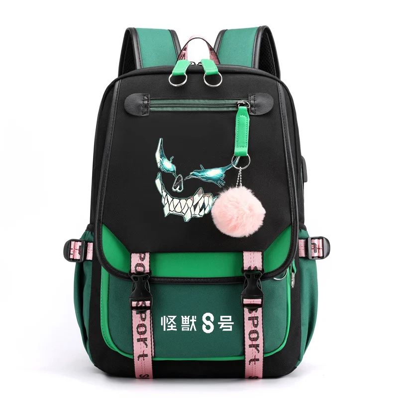 Nowy plecak Anime Kaiju No 8 Pattern Teenage Street Cool USB Backpack Wysokiej jakości plecaki Anime o dużej pojemności