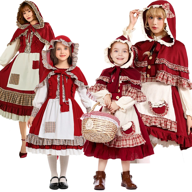 

Костюм принцессы на Хэллоуин, одежда для выступлений на сцене, сказочная футболка, Красная Шапочка, детский дневной наряд, полиэстер...